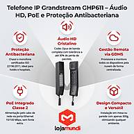 Telefone IP Grandstream GHP611 Preto - 2 Linhas SIP com PoE e Áudio HD - miniatura 2