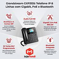 Telefone IP Grandstream GXP2135 Gigabit Bluetooth 8 Linhas e PoE - miniatura 3