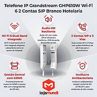 GHP610W Grandstream: Telefone IP de Hotelaria Wi-Fi Dual Band, 2 Linhas SIP, Branco - miniatura 3